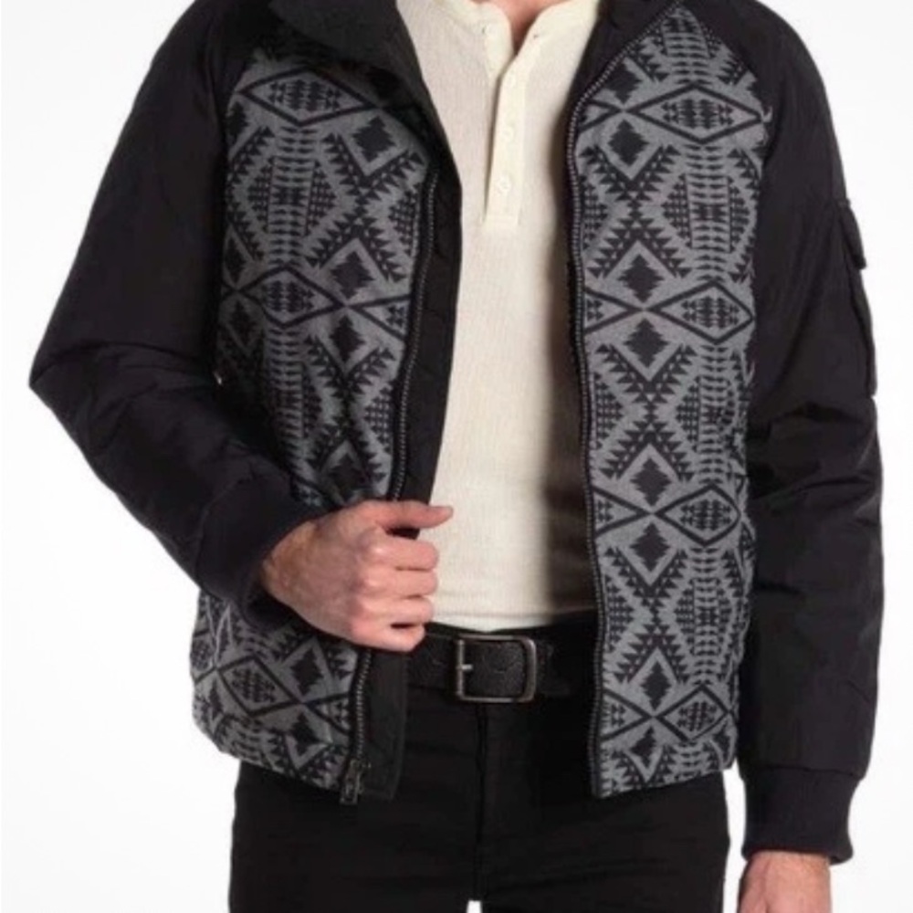 Pendleton Black and Gray Black Diamond Men’s  Bomber Jacket NEW WITH TAGS